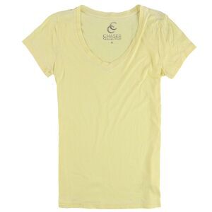 Chaser Collection Womens Solid Basic T-Shirt, Yellow, M, DM